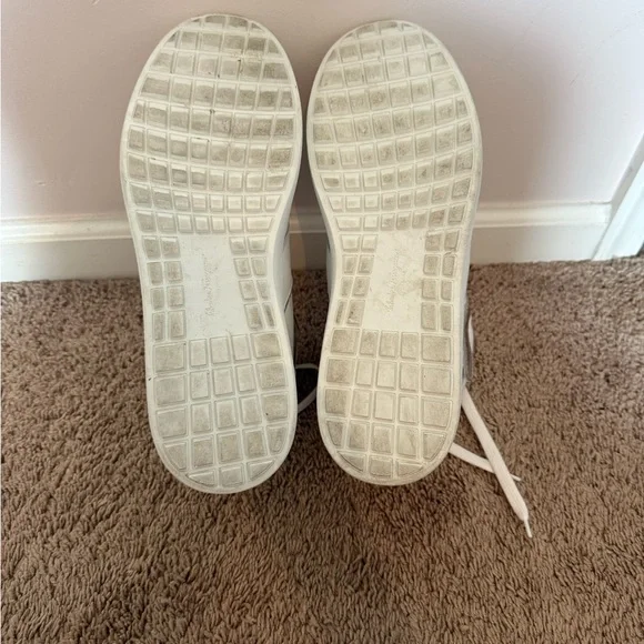 Salvatore Ferragamo “Neo” Parchment and Silver Sneakers - Men’s
